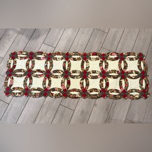 Longaberger Homestead Wedding Ring Quilt Wall Hanging Valance Runner19x59”